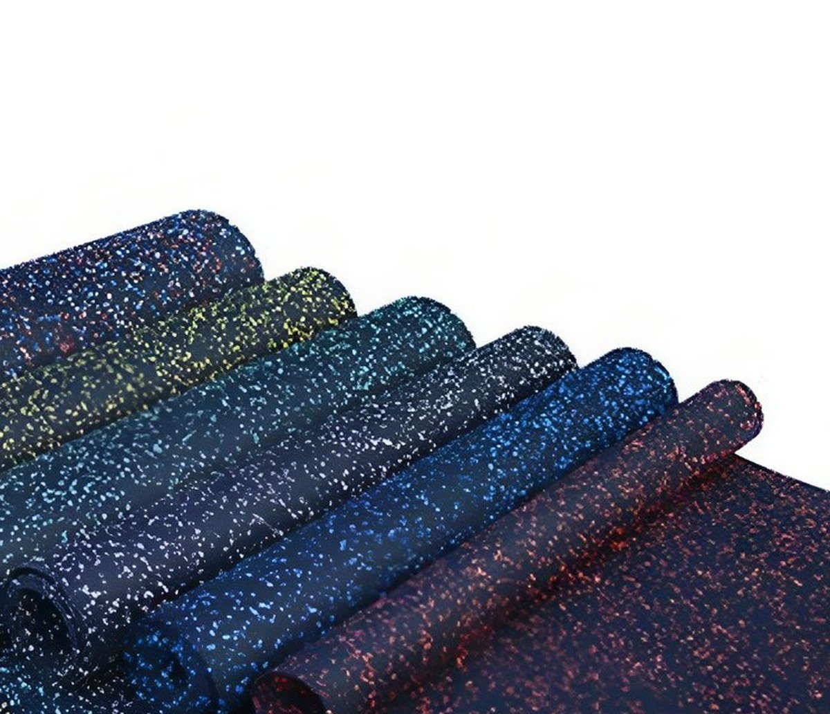 Close-up of two rubber rolls meeting at a seam after installation