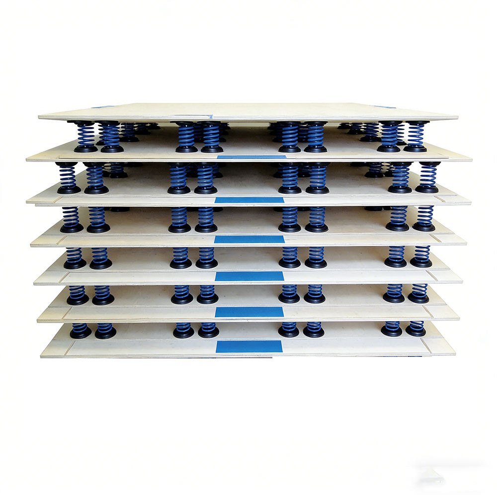 Stack of spring floor panels