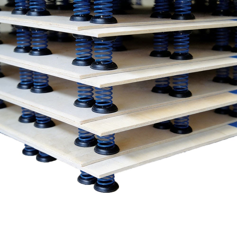 Coil springs on rubber bases